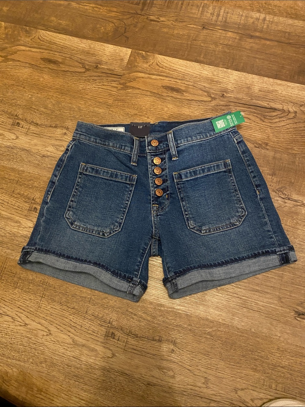 GAP 5” Girlfriend Short Mid Rise Denim Shorts Womens Petite 0 0P